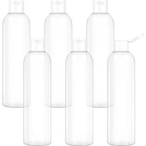 6 Pack 8 oz Travel Squeeze Bottles with Flip Caps Refillable Empty Plastic Containers for Toiletries Shampoo Lotions Oils