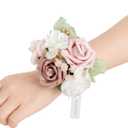 Ling's moment 2pcs Prom Wrist Corsage Artificial Flowers, Girl/Mother Corsages Wristlet Décor for Homecoming/Wedding/Anniversary, etc. Dusty Rose