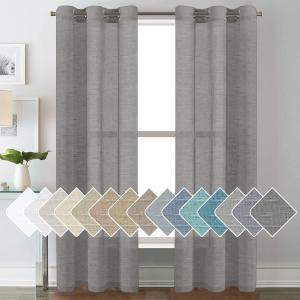 H.VERSAILTEX Linen Curtains Nickel Grommet Natural Linen Semi-Sheer Curtains 2 Panels Privacy Added Premium Soft Rich Material Drapes for Bedroom/Living Room - 37x84 Inch- Charcoal Grey (37"W x 84"L (Pack of 2))