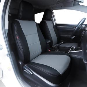 HKZ Custom Fit Tacoma Car Seat Covers for Toyota Tacoma 2016 2017 2018 2019 2020 2021 2022 2023 Double Cab/Access Cab - Front Row Only,2-Seats Set Leather (Black+Gray) (2016-2023 Tacoma Front Row, Black/Gray)