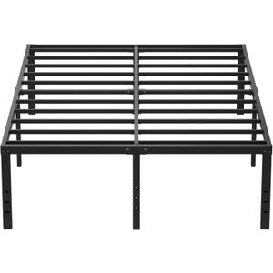 EMODA 20 Inch Tall Full Size Bed Frame with Large Storage Space, Easy Assembly Heavy Duty Metal Platform No Box Spring Needed, Noise Free, Black