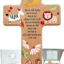 Oraaham Baby Wall Cross-Decorative Wood Cross & angel Child room Wall Hanging for Nursery Perfect Keepsake Baptism, Christening Gift for Boys&Girls
