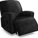 molasofa Leather Like Oversized Recliner Chair Covers, Extra Large Big Man 4 Pieces Lazy Boy Recliner Cover for Wide Recliner Chair for Pets Kids Washable(X-Large, Black) (1 XL Seater)