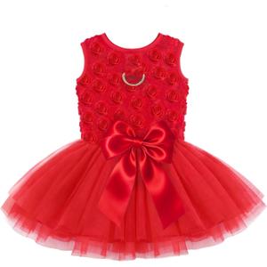 Dog Wedding Dress Pet Princess Tulle Outfit Girls Doggie Puppy Dresses Party Skirt for Small Medium Dog Cats Red Large