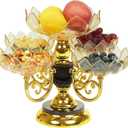 Multi-layer Fruit Tray Rotatable Candy Tray Plastic Fruit Rack Snack Display Bowl for Table Decoration Table Organizer (Yellow)