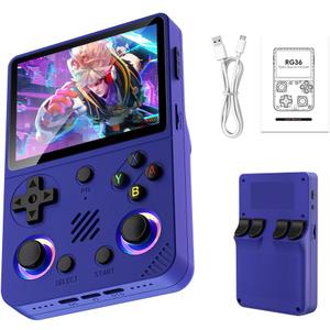 RG36 PRO Retro Handheld Game Console,3.5-inch IPS Screen Portable Gaming HandheldBuilt-in 64G with 20000 Games,3000mAh Battery,20+ Emulators,Portable Pocket Mini Arcade (Purple 64G)