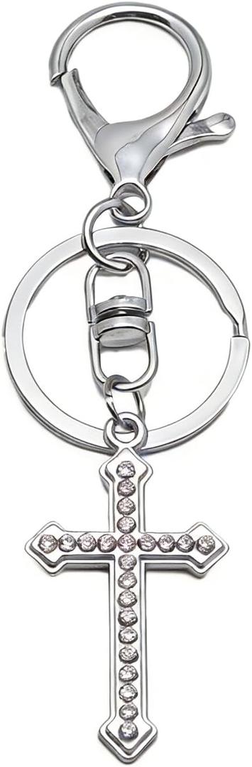 Cute Rhinestone Cross Keychainfor Women Men, Sparkling Christian Keyring Bag Charms for Handbags Totes & Backpacks