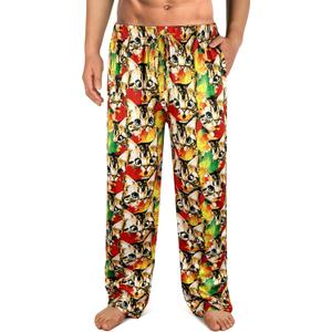 Mens Christmas Pajama Pants,Novelty Funny Soft Pj Sleep Lounge Bottoms with Pockets & Drawstring (L)