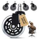 3 Inch Office Chair Caster Wheels Replacement (Set of 5) - 7/16" Stem, Universal Fit for Most Rolling & Gaming Chairs, Smooth Quiet Rolling with Floor Protection for Carpet, Hardwood & Tile
