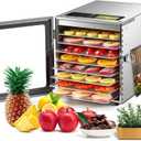 Food-Dehydrator Machine 8 Stainless Steel Trays, 500W Jerky Dehydrator for Meat, 190F Mushroom Dryer, 24H Timer Fruits Dryer for Herbs, Veggies, Yogurt & Dog Treats (8 trays)