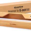 Libreshine 15 Inch Parchment Paper Dispenser with Cutter for Costco-Sized Roll, Bamboo Kitchen Drawer Organizer for Foil & Wax Paper, Wall-Mounted Large Food Wrap Holder