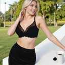 Avidlove Bras for Women Lace Minimizer Bra Full Coverage Mesh Underwire Bra with Centering Cups Sexy Unlined Brasieres (Black)