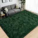 Large Area Rugs for Living Room Bedroom, 4x6 Feet Dark Green Fluffy Shag Rugs, Ultra Soft Shaggy Plush Fuzzy Modern Indoor Throw Floor Carpet for Girls Boys Dorm Nursery Home Decor Aesthetic