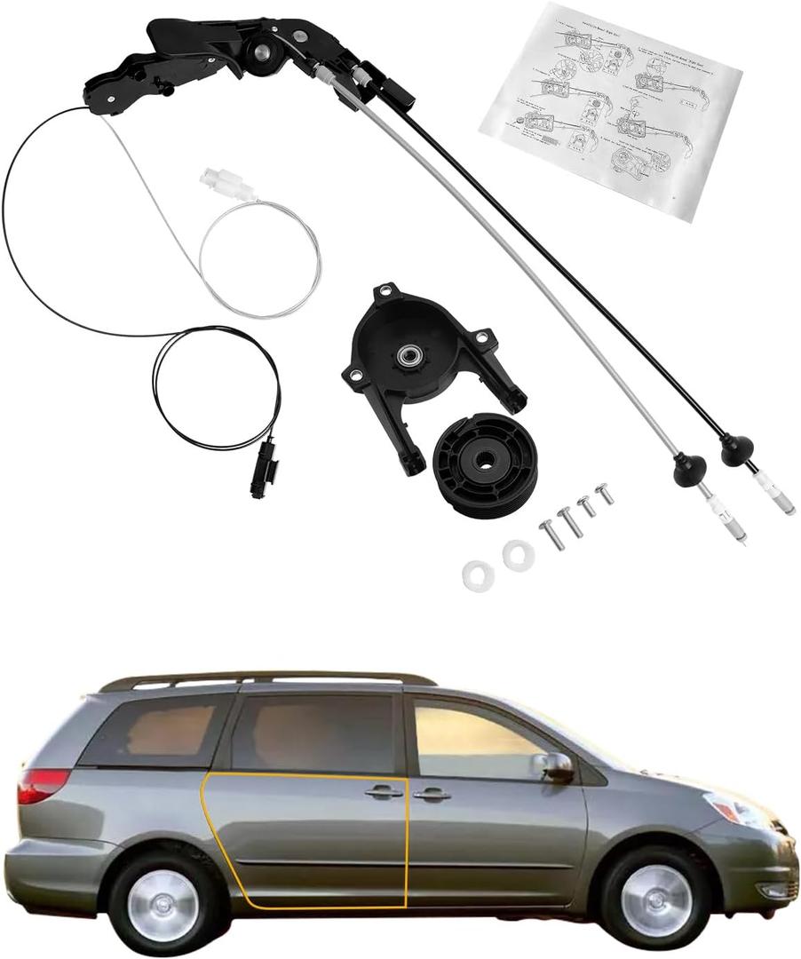 Sliding Door Cable Assembly, Rear Right Passenger Side, Compatible with 2004-2010 Toyota Sienna 3.3L 3.5L V6, 85620-08042 69631-08030 924-550, Auto Power Door Spool Control Cable Repair Kit w/o Motor