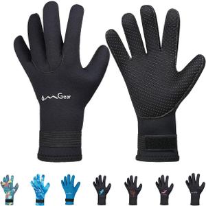 OMGear Neoprene Gloves Diving Wetsuit Gloves 3mm Flexible Thermal with Adjustable Waist Strap for Snorkeling Scuba Diving Surfing Kayaking Rafting Spearfishing Sailing, Small