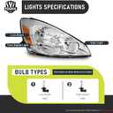 Headlights W/Bulbs for 2004 2005 Toyota Sienna Minivan (All Trims: CE, LE, XLE, Limited) & Cargo Van