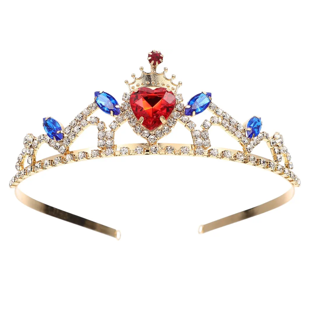 Beaupretty Red Heart Crown for Women Crystal Princess Tiara Costume Headpiece for Women Girls