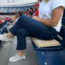 Inflatable Seat Cushion  Stadium, Airplane & Travel Comfort - 2 Inch Thick Self-Inflating Foam, Perfect for Bleachers, Camping, Office, Car - Includes Travel Bag and Carabiner (Khaki/Black)