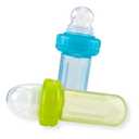 Nuby 2pk EZ Squee-Z Silicone Self Feeding Baby Food Dispenser, 2-Pack, Aqua and Green