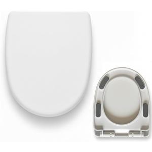 MinSha U-Shape Toilet Seat Replacement, Soft Close Quiet No Slam, PP Plastic Heavy-Duty Durable, Quick Release Easy Install, Fits 16.5 Round Toilets MinS518