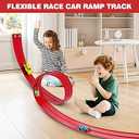 Portable DIY 16ft Flexible Race Track with RollUp Storage Compatible with 1/64 Diecast Cars Ages 3+（Includes 6 Racing Cars） Christmas Decorations for Kids