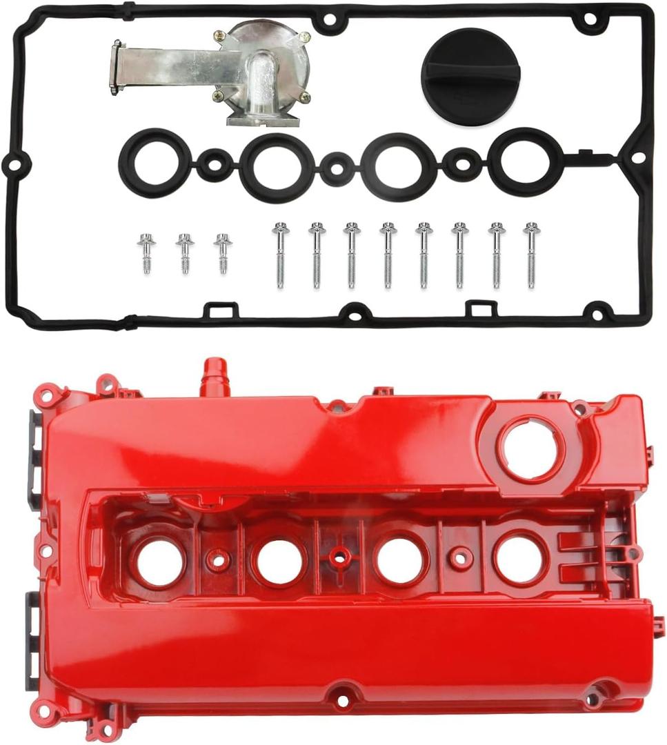 MITZONE Aluminum Valve Cover Compatible with Chevy Cruze 2010-2016 Sonic 2012-2018 Trax 2013-2020 Aveo 2009-2011 Aveo5 2009-2011, Pontiac G3 2009-2010 L4 1.6L 1.8L, Replace 254-920 55558673 55564395 (Upgrade(Red-Aluminum))