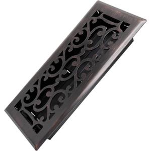 4x10 Inches Heavy Duty Walkable Floor Register - Easy Adjust Air Supply Lever Decorative Floor Vent Covers - Savannah Design Vent Covers for Home - Oil Rubbed Bronze