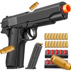 Soft Bullet Foam Shell ejecting Blasters Pellet Ball Pistol Realistic Dart Hand Gun Cool Stuff That Look Real Model Coolest for Age Year Old Boy Toy Teen Teenager teenag Gift Idea (Black one)