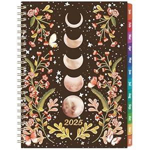 2025 Planner - Weekly & Monthly, Jan. 2025 - Dec. 2025, 6.3" x 8.4", Twin-Wire Binding, Inner Pocket, Moon Calendar