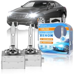 D3S HID Xenon Headlight Bulb Fit for Cadillac 2013 2014 2015 2016 2017 2018 2019 ATS 2016-2019 CTS 2013-2017 XTS, 6000K Bright White, 35W OEM High Low Beam Xenon Lights, Pack of 2