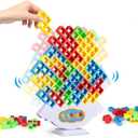 64 Pcs Stacking Tower Game with 22 Cards, Giant Tumble Balance Game for Kids, Family Games for Kids and Adults, Easter Gifts for Teen Boys & Girls, Party Board Game for Kids 6-12 & Adults