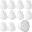 10 PCS Chandelier Lamp Shades Small Lamp Shade Clip on Fitter Lampshade Linen Lamps Shades, 3" x 6" x 5" (Beige White), About 3" X 6" X 5"