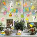 Easter Party Decorations, Easter Decorations Set Happy Easter Banner Easter Window Clings Hanging Easter Egg Banner Decorations for Indoor Outdoor Garden Office Home Classroom Spring Party