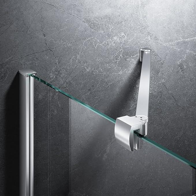 Frameless Shower Door Support Bar, Stainless Steel Wall-to-Glass Support Arm to Fixed Shower Glass Panel, for 1/4"-3/8" (6-10 mm) Door, 180° Pivot & Stow-Flat Mode (Chrome, 23.6-inch(600mm))