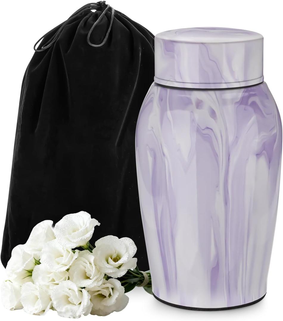 SOITIS Urns for Human Ashes, Mini Urn for Ash Male Female, Small Urns for Human Ashes Keepsake, Stainless Steel Memorial Cremation, Decorative Urn Funeral Urn - Purple Keepsake Holder