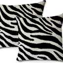 2Pcs Zebra Print Striped Pillow Covers, Black White Print Modern Decor Throw Pillow Square Cushion Covers 18x18 inch Nursery Living Room Home Decor for Car Bed Couch