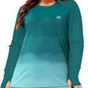 Deerose Women's Plus Size Rash Guard Long Sleeve Swim Shirts with Thumb Hole 6X-Large Plus, Green