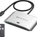 Cable Matters 20Gbps USB C Switch for 2 Computers, Up to 8K@30Hz on Windows, 4K@60Hz on macOS, 140W PD, for Sharing a USB-C/Thunderbolt 4 Monitor or Dock (Not for Dock with an Attached Cable) (Silver)