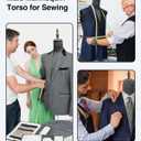 Male Dress Form, Male Mannequin Troso Body with Wooden Stand, Adjustable Height Clothing Manikin for Display and Sewing