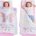 Extra Large Toddler Nap mat by Cokouchyi, Toddler Sleeping Bag with Removable Pillow, Measures 53 x 21 x 1.5 Inches, Sleeping Mat, Ideal for Daycare and Preschool Kindergarten (Butterfly)