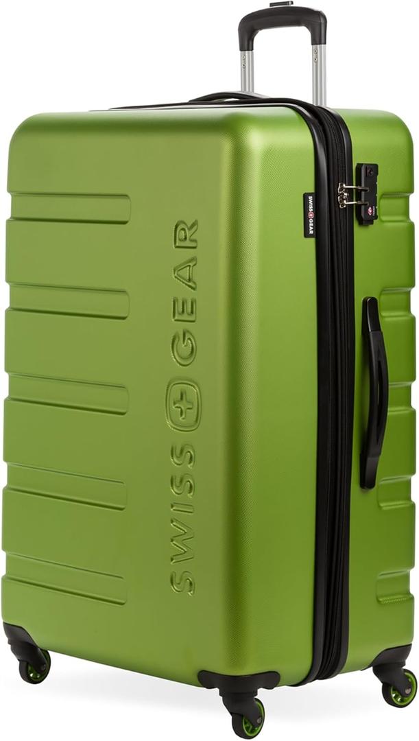 SwissGear 7366 Hardside Expandable Luggage with Spinner Wheels, Green, Checked-Large 27-Inch 