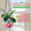 Enhon 7 Inch Hanging Planters for Indoor Plants, Unique Hanging Pots for Plants with Drainage and Hanger Baskets Hangers, Spiked Orb Plant Hanger, Silky Rainbow Finish
