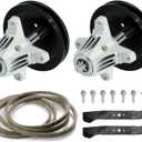 46" Deck Lawn Mower Rebuild Kit, Includes 2 Spindles with Pulleys for MTD 618-06989 918-06989,2 Blades for 742-04244 742-04290,1 103 1/4" Belt 754-04219 954-04219