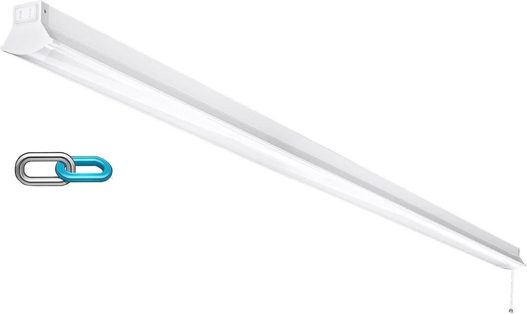 FAITHSAIL Linkable 8FT LED Shop Light, 110W, 12000 LM [Eqv.350W Fluorescent] 5000K, 8 Foot LED Fixture for Garage, Warehouse, Energy Saving Upto 2500KW*5/Y(5Hrs/Day)-Hang & Flush Mount, White, 1 Pack