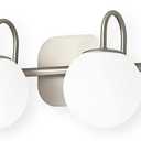 Mid Century Modern Brushed Nickel Bathroom Vanity Light Fixtures 4 Lights Milky Glass Wall Lighting Bath Vanity Lights Over Mirror (Exclude G9 Bulb)