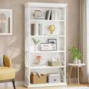 6-Tier Multi Tier Storage Cabinet, 71 Inches Industrial Bookshelves and Bookcases Freestanding 5 Shelf Storage Shelves, Wood , Tall Bookcase for Home Office, Living Room, Bed Room, White