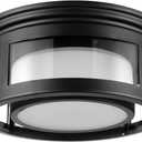 GLOBE Electric 44480 Brisbane 1-Light Outdoor Indoor Flush Mount Ceiling Light, Matte Black, Frosted Glass Shade, Bulb Not Included
