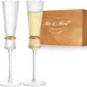 Wedding Champagne Flutes set of 2, Crystal Champagne Flutes for Mr and Mrs, Bridal Shower Housewarming Gifts, Wedding Engagement Gifts Bride and Groom