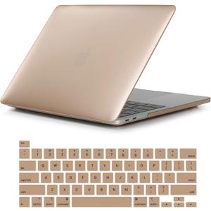 Se7enline Compatible with MacBook Pro 13 inch 2024/2023/2022/2021/2020 Case Frosted Hard Shell Cover for Mac Pro 13-inch Model M1/M2 A2338/A2251/A2289 with Touch Bar Touch ID&Keyboard Skin, Gold