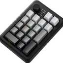 EWEADN NK20 Wireless Retro Mechanical Numpad with Knob, Bluetooth/2.4GHz/USB-C Connect with RGB Backlight Hot Swappable Number Pad, 20-Key Rechargeable External Num Pad for Win, Mac, Black Gray